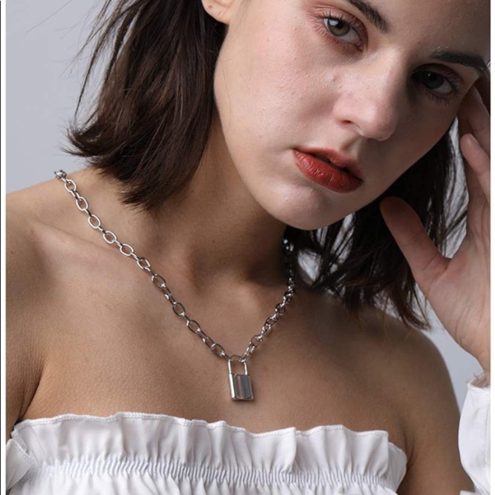 Silver Padlock Pendant Necklace